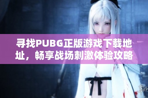 寻找PUBG正版游戏下载地址，畅享战场刺激体验攻略
