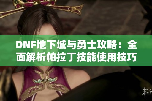 DNF地下城与勇士攻略：全面解析帕拉丁技能使用技巧