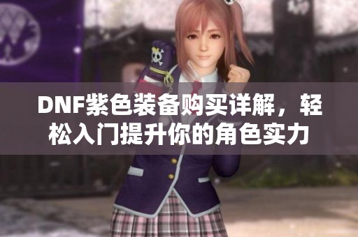 DNF紫色装备购买详解，轻松入门提升你的角色实力