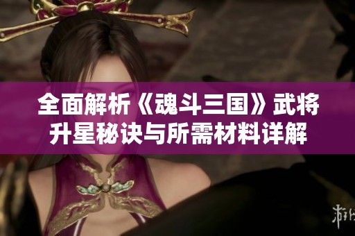 全面解析《魂斗三国》武将升星秘诀与所需材料详解