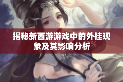 揭秘新西游游戏中的外挂现象及其影响分析