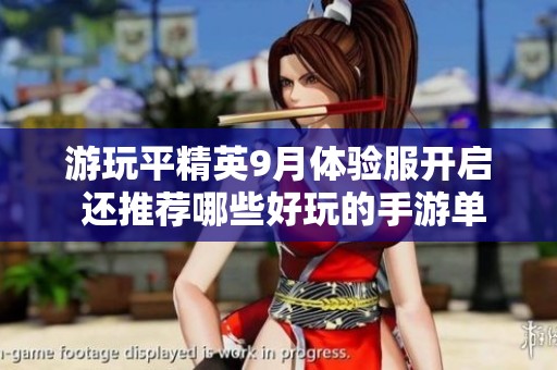 游玩平精英9月体验服开启 还推荐哪些好玩的手游单机游戏