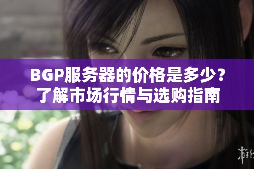 BGP服务器的价格是多少？了解市场行情与选购指南