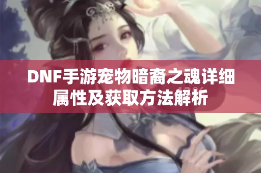 DNF手游宠物暗裔之魂详细属性及获取方法解析
