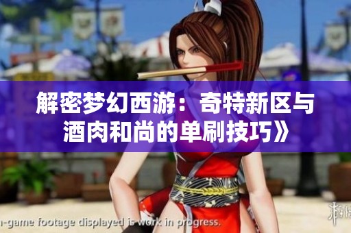 解密梦幻西游：奇特新区与酒肉和尚的单刷技巧》