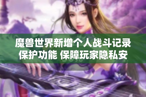 魔兽世界新增个人战斗记录保护功能 保障玩家隐私安全