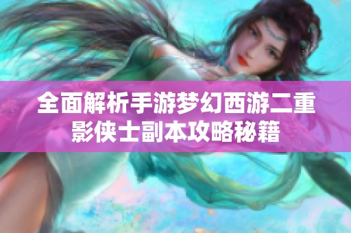 全面解析手游梦幻西游二重影侠士副本攻略秘籍