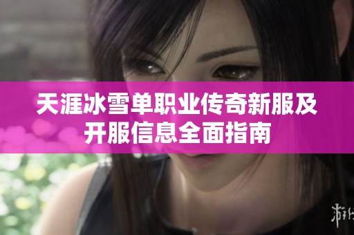 天涯冰雪单职业传奇新服及开服信息全面指南