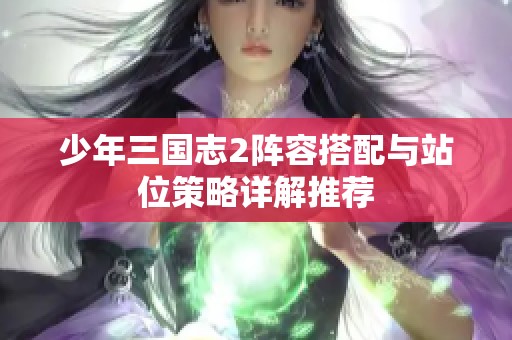 少年三国志2阵容搭配与站位策略详解推荐