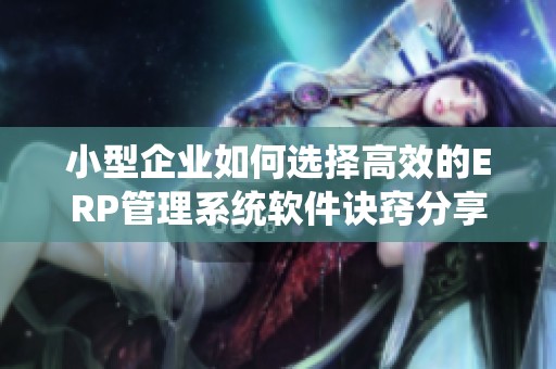 小型企业如何选择高效的ERP管理系统软件诀窍分享