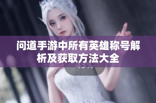 问道手游中所有英雄称号解析及获取方法大全