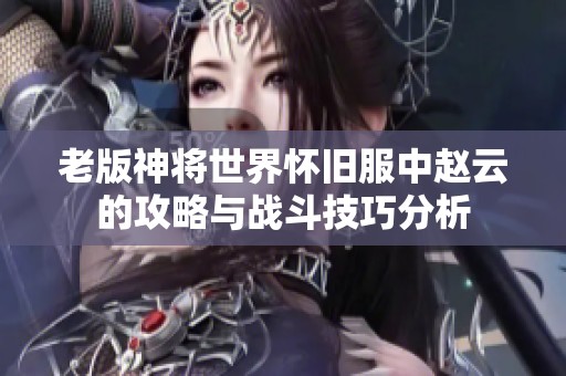 老版神将世界怀旧服中赵云的攻略与战斗技巧分析