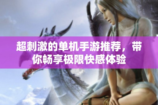 超刺激的单机手游推荐，带你畅享极限快感体验